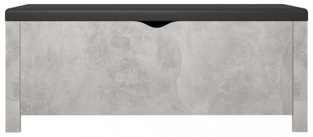 betonszürke szerelt fa tárolódoboz párnával 105 x 40 x 45 cm