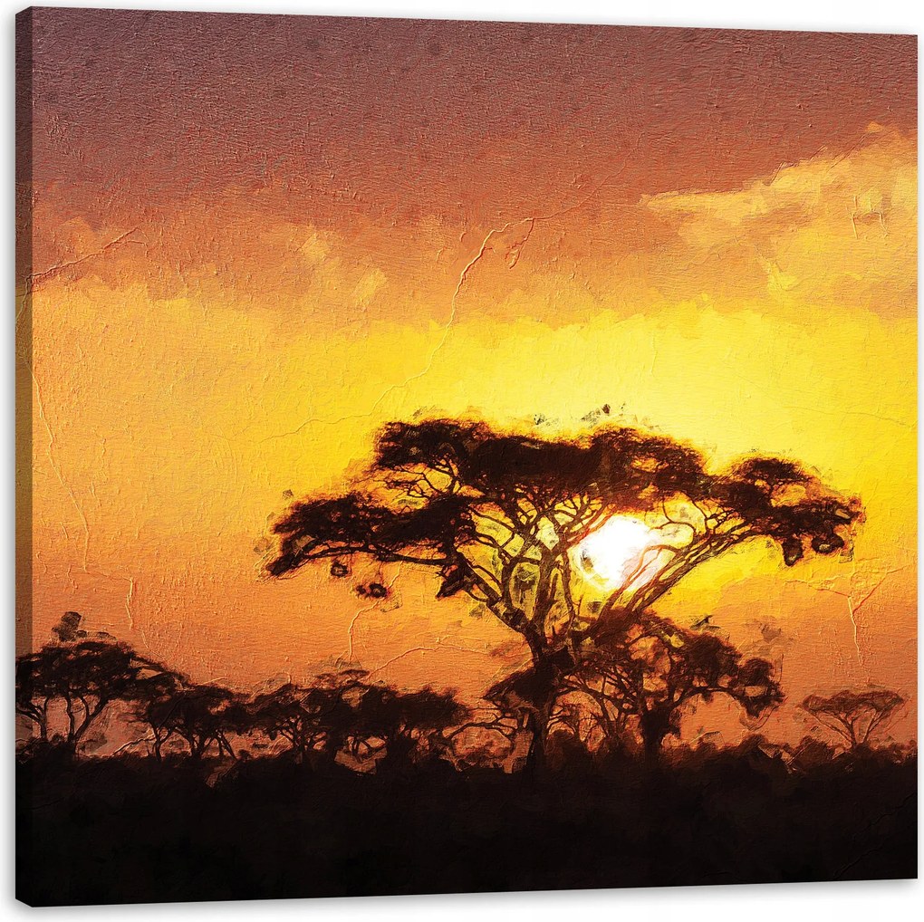 Vászonkép Szavanna Fa Naplemente 80X80 cm Ajándéknak is tökéletes