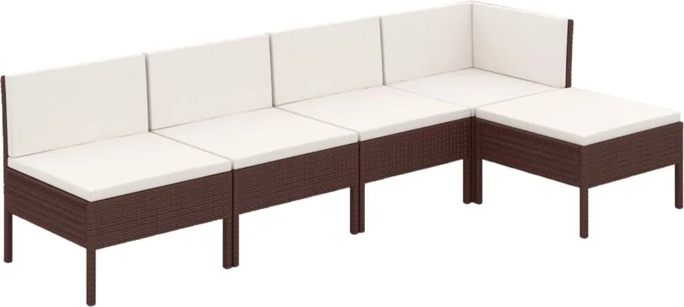 vidaXL 5 részes barna polyrattan kerti ülőgarnitúra párnákkal