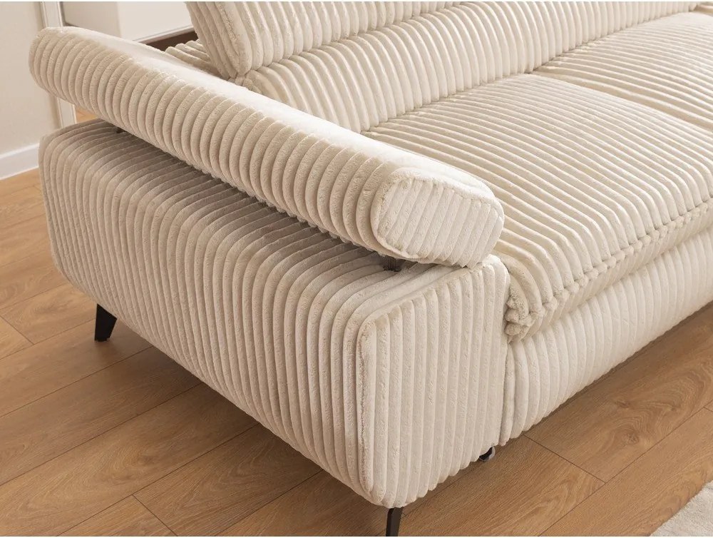 Bézs kordbársony sarokkanapé (jobb oldali-L alakú) Marbeya – Ropez