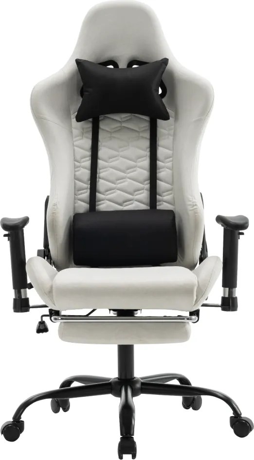 Irodai/gamer szék, fehér/fekete, teherbírás 150 kg, PAPIBAS