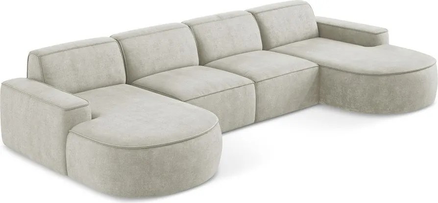 Krémszínű zsenília sarokkanapé (U alakú) Omao – Makamii