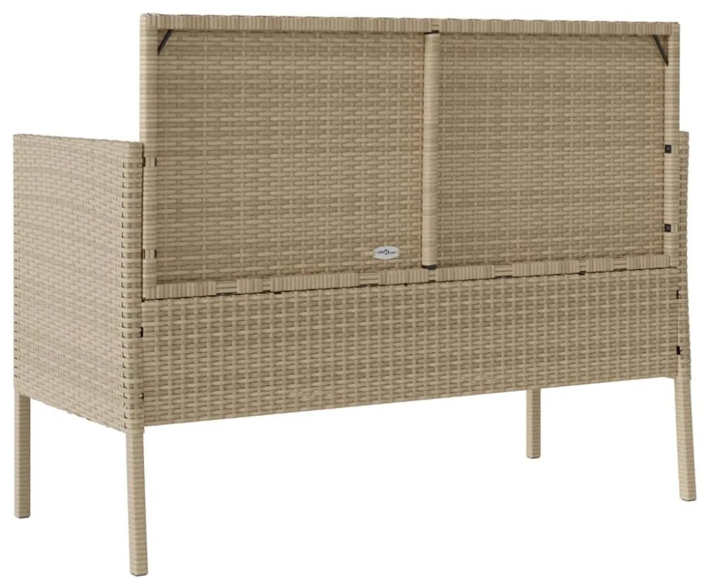 bézs polyrattan kerti pad párnákkal