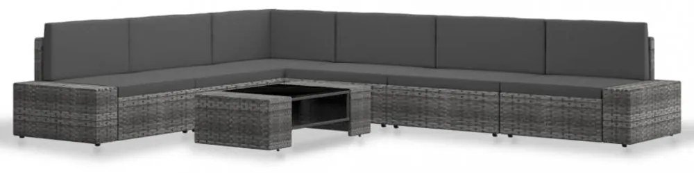 vidaXL 7 részes szürke polyrattan kerti ülőgarnitúra