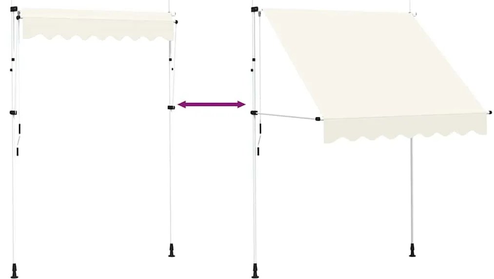 kézzel feltekerhető krémszínű napellenző 200 cm