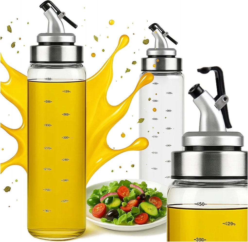 2x 0,5 l-es adagoló osztott olajos szószokhoz Ecet üveg tartályok