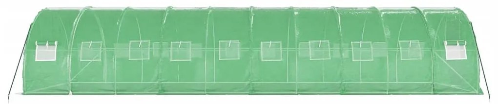 zöld acélvázas melegház 30 m² 10 x 3 x 2 m