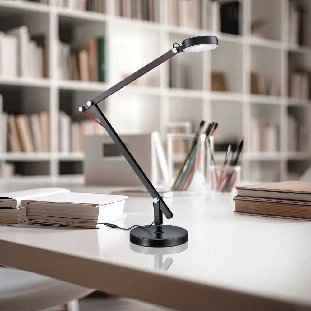 Fekete LED asztali lámpa hajlítható szerkezettel (magasság 90 cm) Amsterdam – Trio
