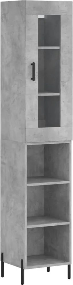 vidaXL betonszürke szerelt fa magasszekrény 34,5x34x180 cm