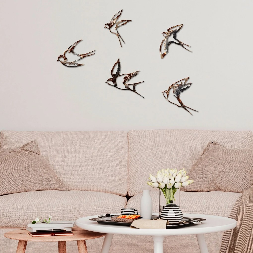 Fém fali dekoráció, Birds-2