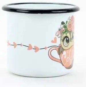 Belis Smaltovaný hrnek Sova coffee, 7 cm, 0,25 l