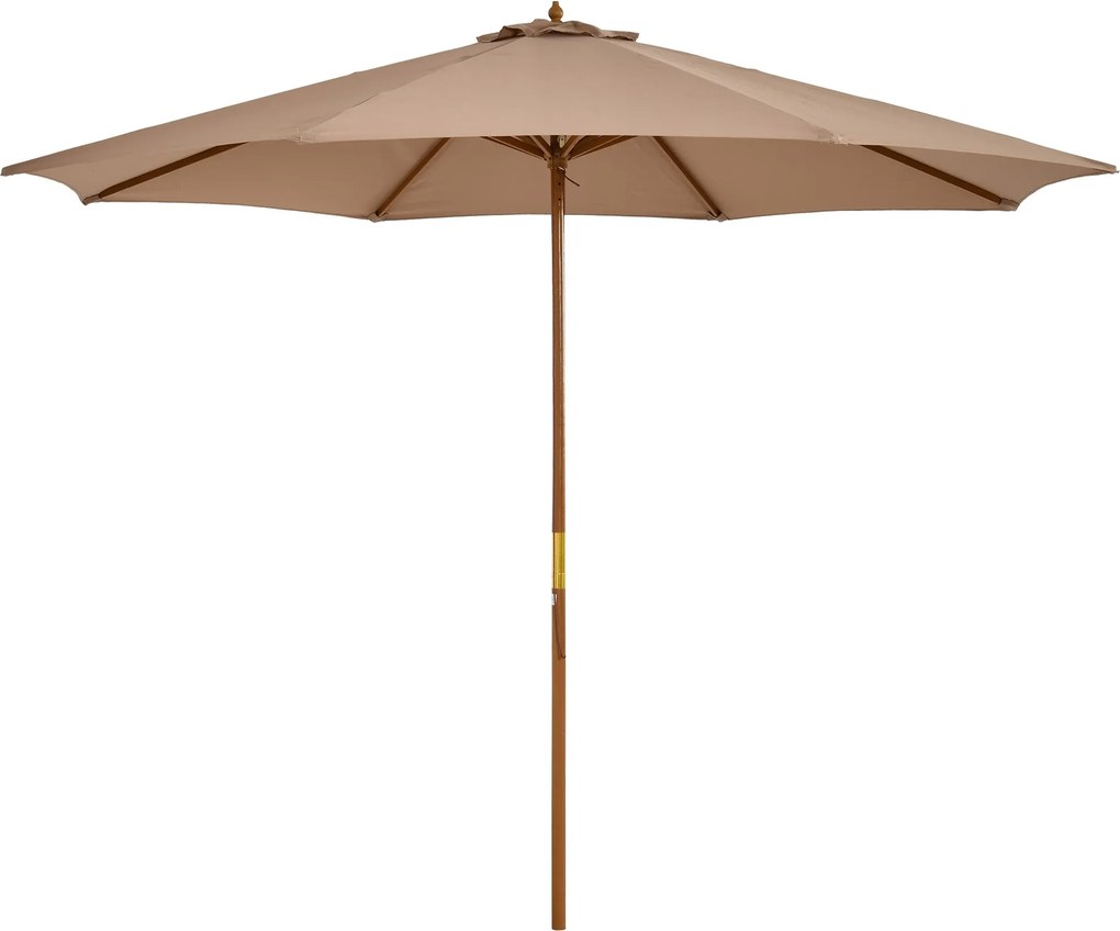 Outsunny Napernyő Ø 300 cm, UV védelemmel ellátott napernyő, Erkély napernyő, akácfából készült strandernyő, Stabil piaci napernyő, Napvédelem strandh