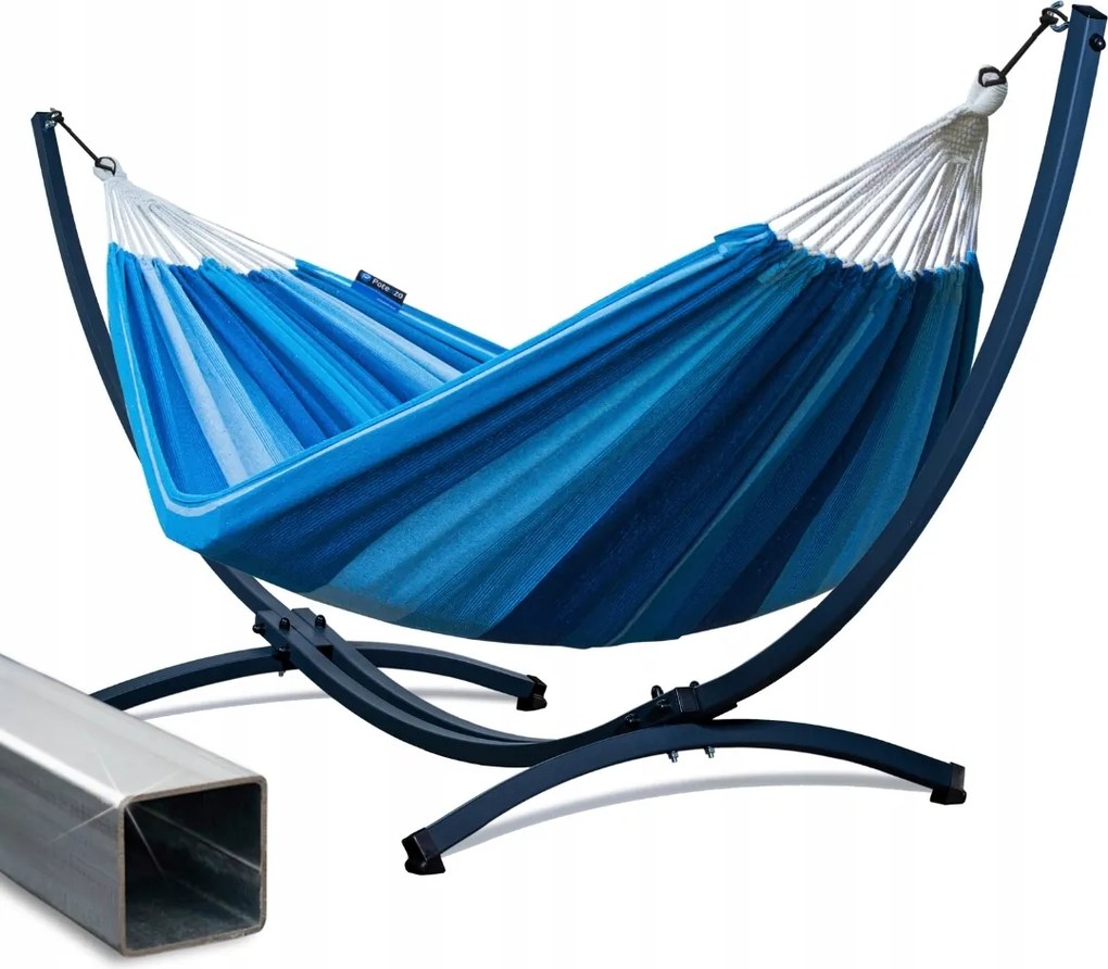 Függőágy horganyzott vázzal Grande kétszemélyes függőágy kék Potenza