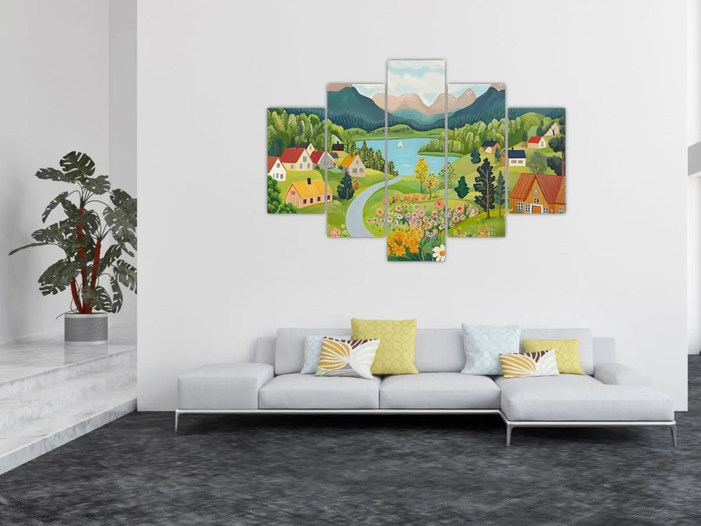 Kép - Falu a hegyekben (150x105 cm)