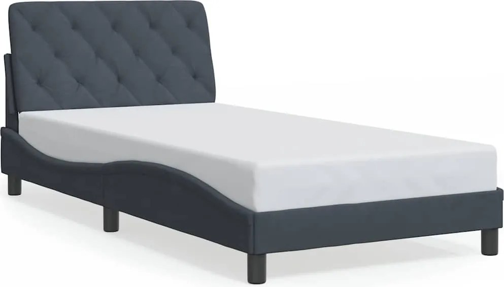 vidaXL sötétszürke bársony ágykeret matrac nélkül 100x200 cm
