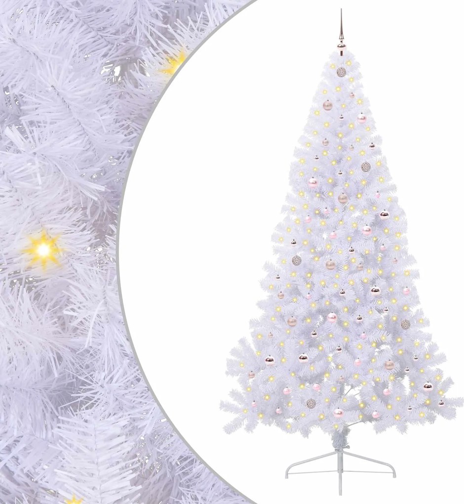 vidaXL Mű karácsonyfa 300 LED-del állvánnyal Fehér 240 cm PVC és Acél