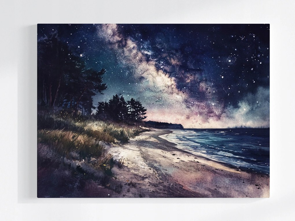 Vászonkép Canvas Tengerpart Tejút Ég Csillagok Éjszaka 80x60