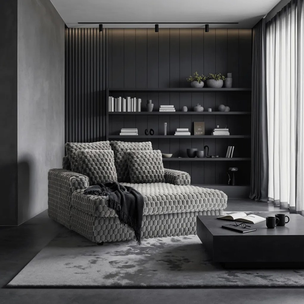 Fotel Wypoczynkowy KOBEL Szary Pluszowy