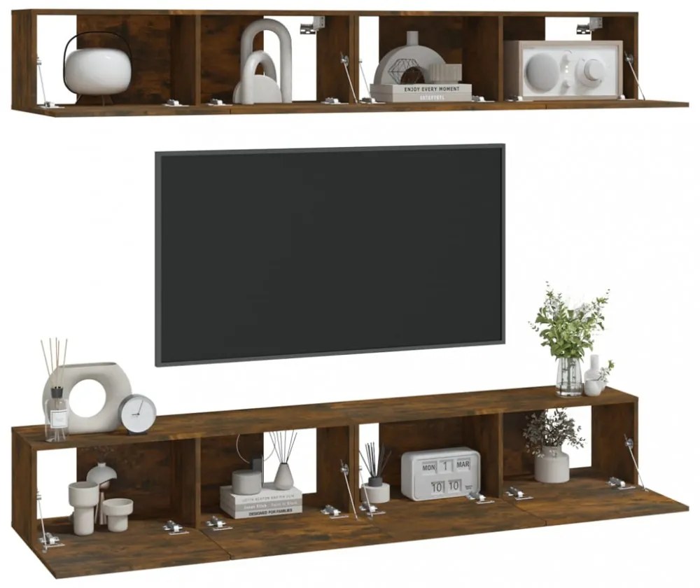 4 db füstös tölgy színű fali TV-szekrény 100 x 30 x 30 cm