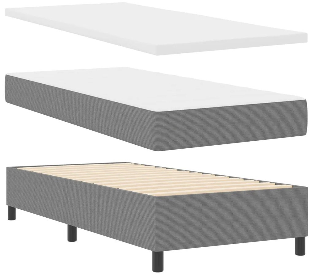 Box Spring Ágy Matraccal Világosszürke 100x200 cm Kordbársony