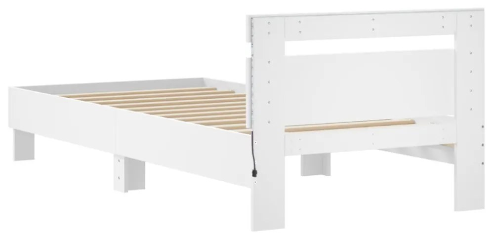 fehér ágykeret fejtámlával és LED-világítással 90 x 200 cm