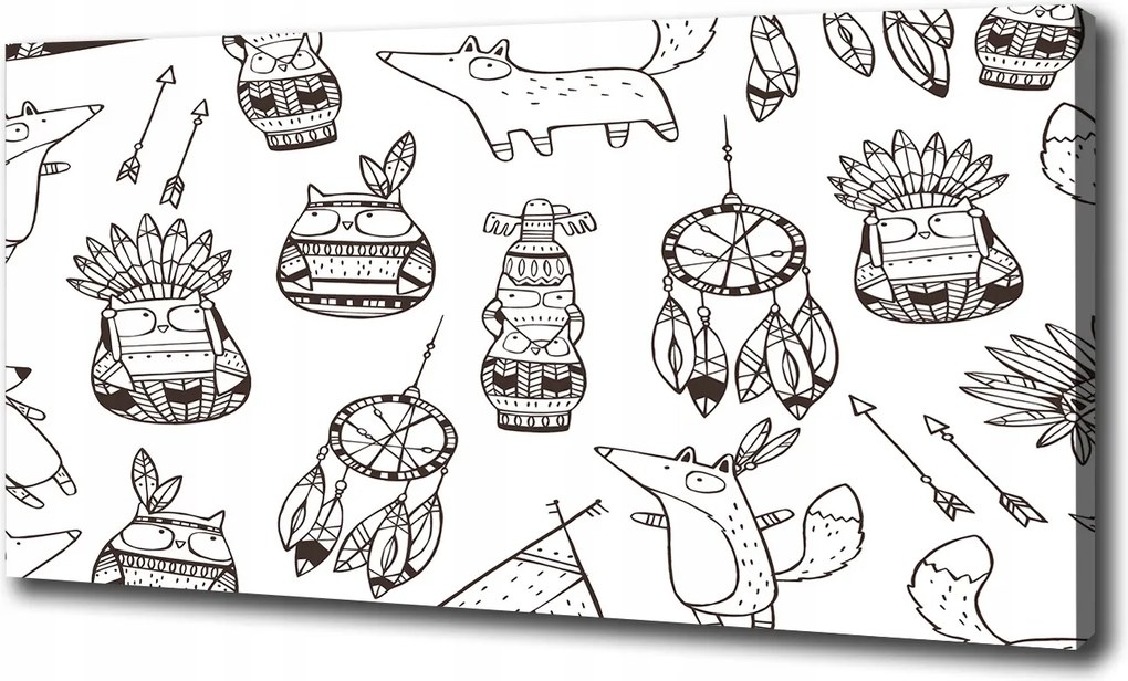 Vászonkép Indián baglyok 120x60 cm