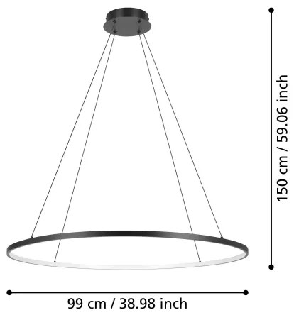Eglo 901637 - LED Dimmelhető csillár zsinóron PARRUTA LED/40W/230V fekete + távirányító
