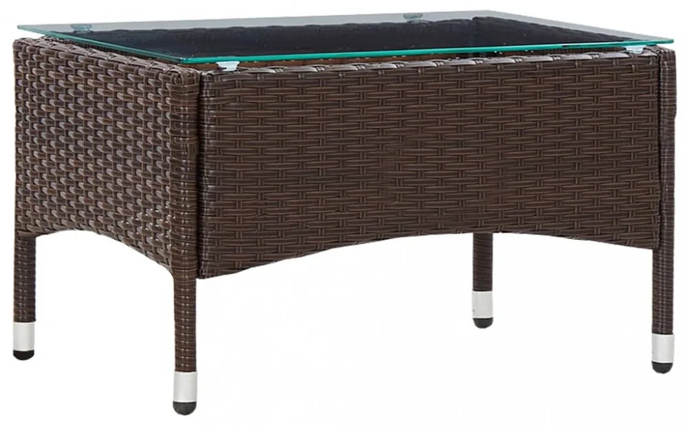 barna polyrattan dohányzóasztal 60 x 40 x 36 cm