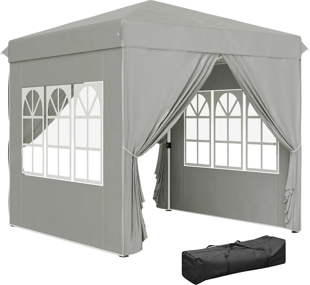 Outsunny Pavilon 2.5x2.5m, Vízálló és Tartós, Télen is Használható Pop-up Összecsukható Pavilon, UV Védelem 50+, Összecsukható Parti Sátor Kert Pavilo