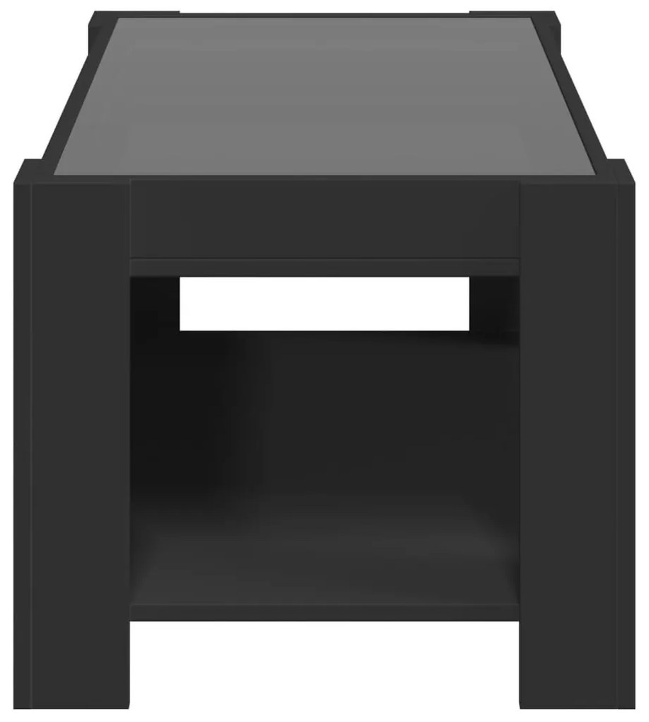 fekete szerelt fa dohányzóasztal LED-del 93 x 53 x 45 cm