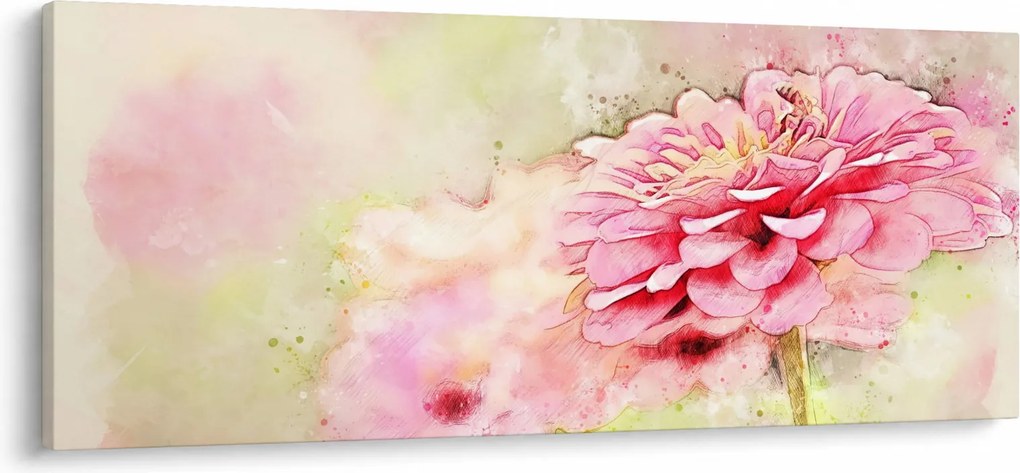 Kép - rózsaszín virág, akvarell (120x50 cm)