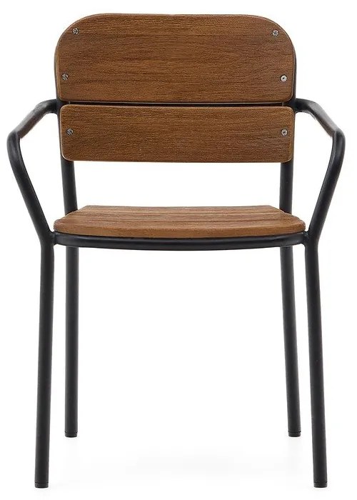 Fekete-barna tömörfa-fém kerti szék Algueret – Kave Home