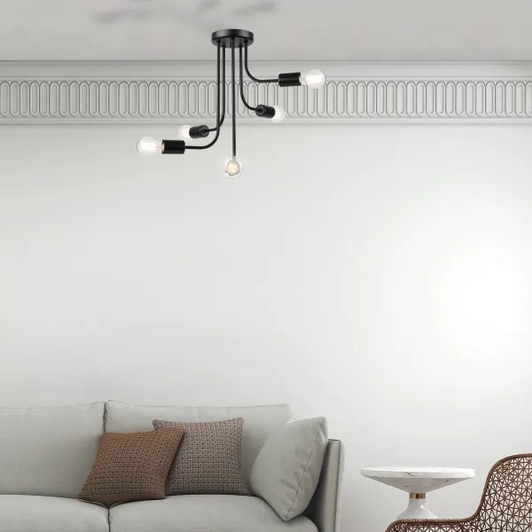 Felületre szerelhető csillár  TRINITY 5xE27/15W/230V fekete