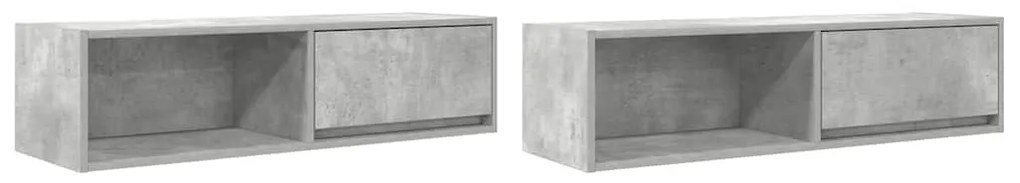 2 db betonszürke szerelt fa TV-szekrény 100x31x25,5cm