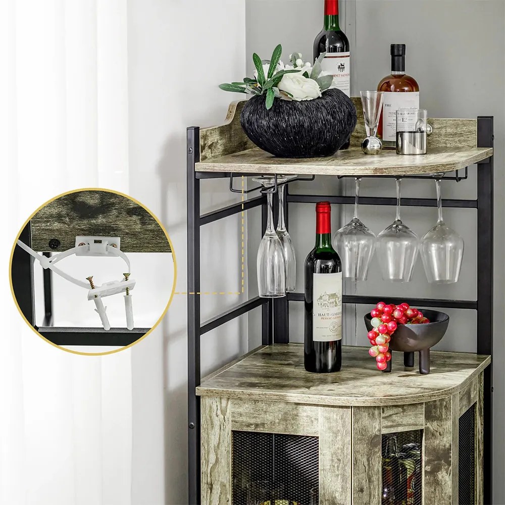 Sarok bárszekrény pohártartóval