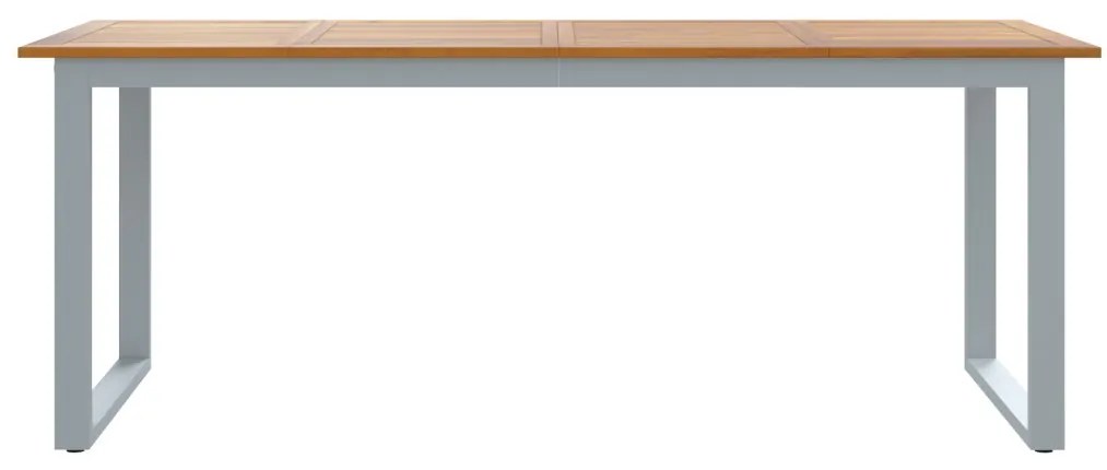 Kültéri Étkező Asztal Szürke 200x90x75 cm Acél és Tölgydeszkás