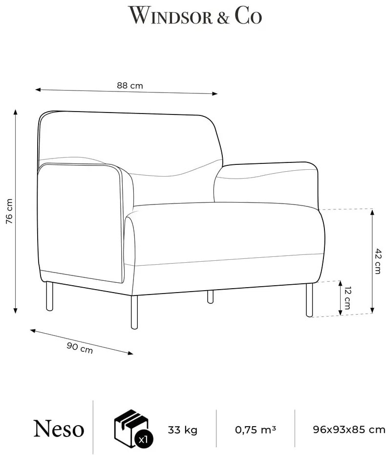 Neso világosszürke fotel - Windsor &amp; Co Sofas