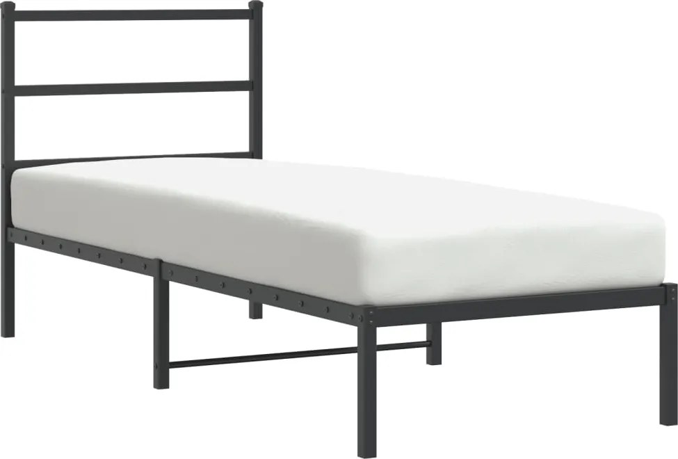 vidaXL fekete fém ágykeret fejtámlával 75 x 190 cm