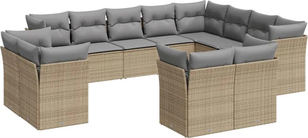 vidaXL 12 részes bézs polyrattan kerti ülőgarnitúra párnákkal