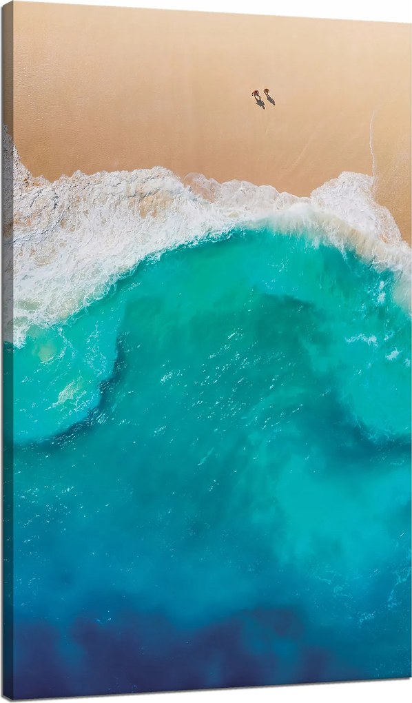 Vászonkép Tengerpart Emberek Hullámok Víz Nyaralás 70x120 cm