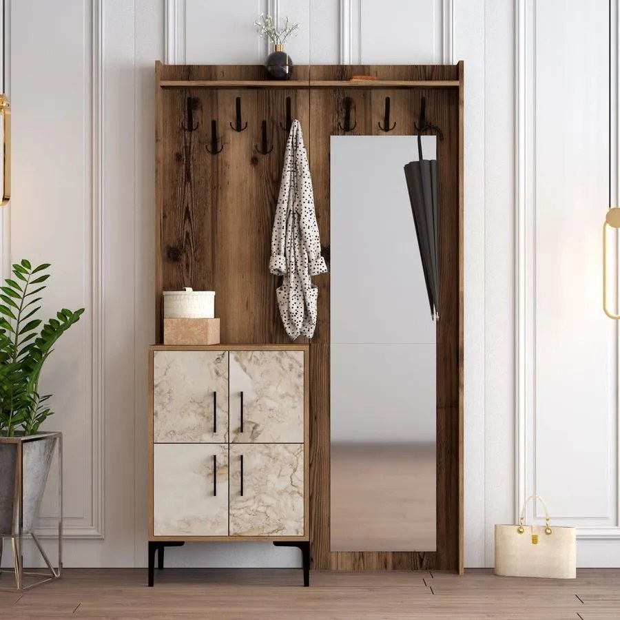 Előszobafal Berlin BC - Diós, Fehér Marble