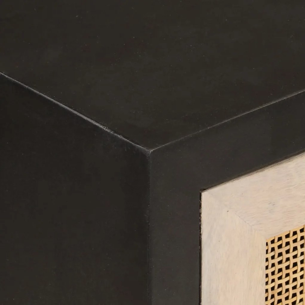 fekete tömör mangófa és vas tálalószekrény 55 x 30 x 76 cm