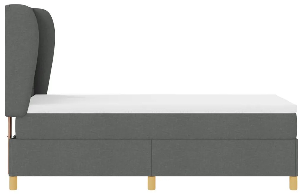 Boxspring Ágy Matrac Esernyő Szürke 90x200 cm Szövet