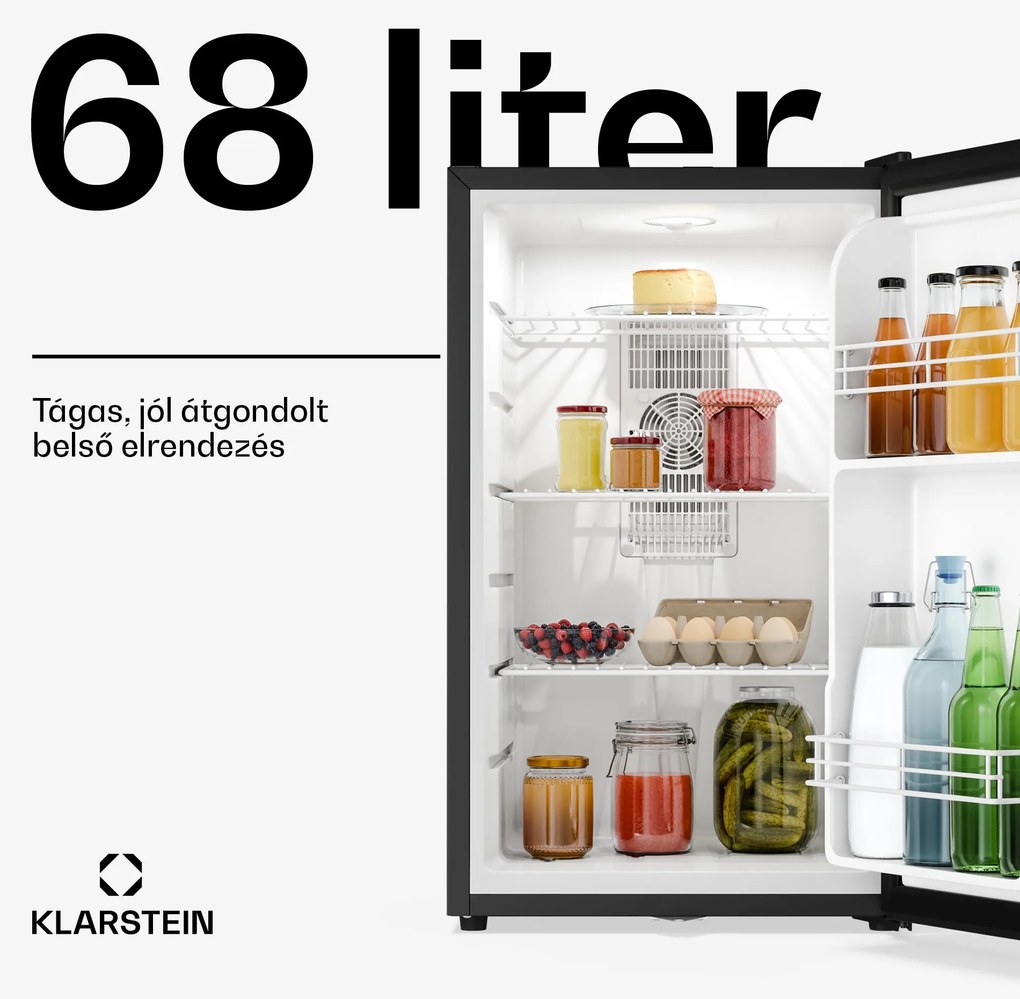 Klarstein Matterhorn 68, mini hűtőszekrény, 68 literes, 35 dB, kompakt, zárható