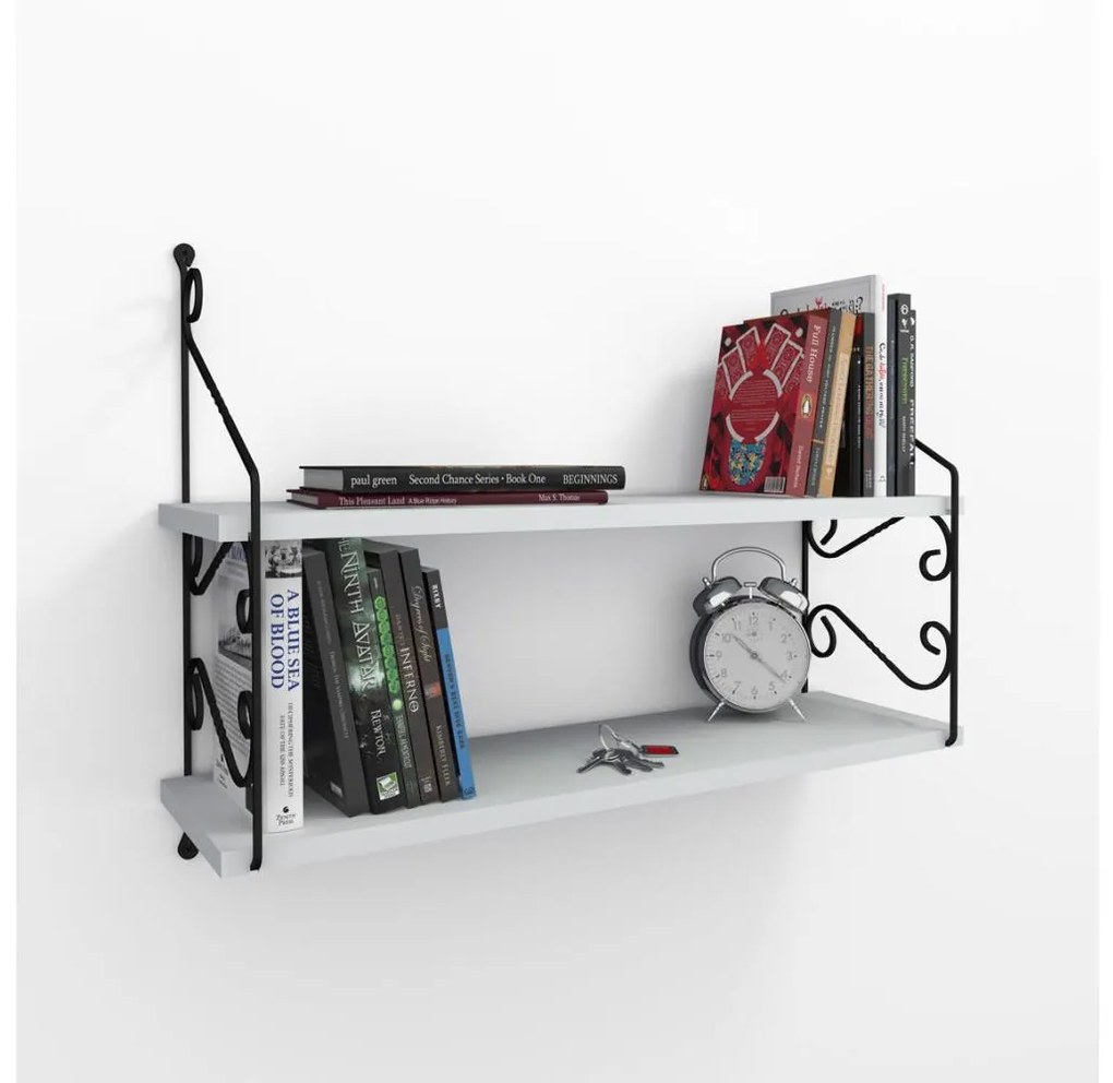 Fali polc SERAMONI 51x72 cm fehér/fekete