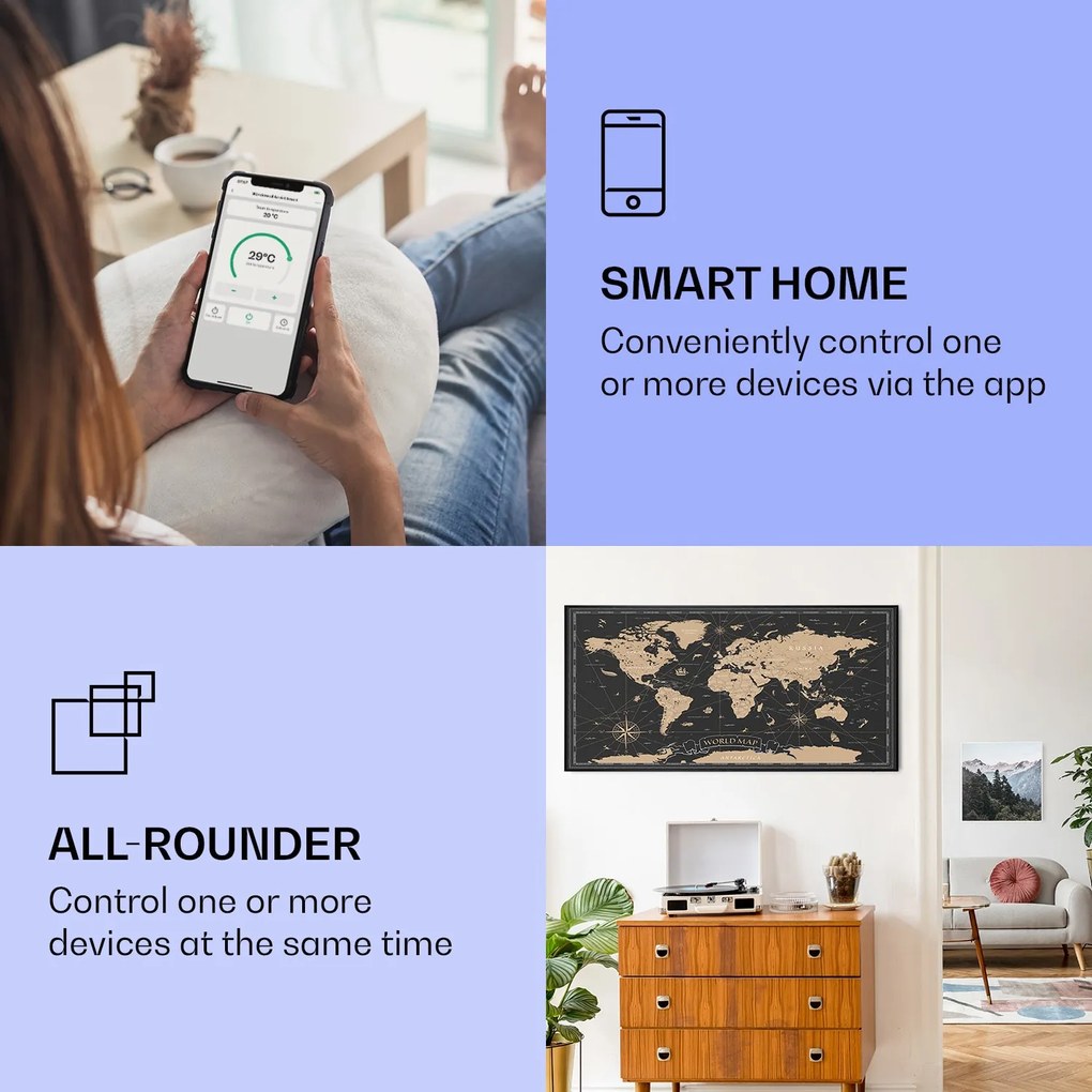 Klarstein Wonderwall Air Art Smart, infravörös hősugárzó, 120 x 60 cm, 700 W, éjszakai térkép