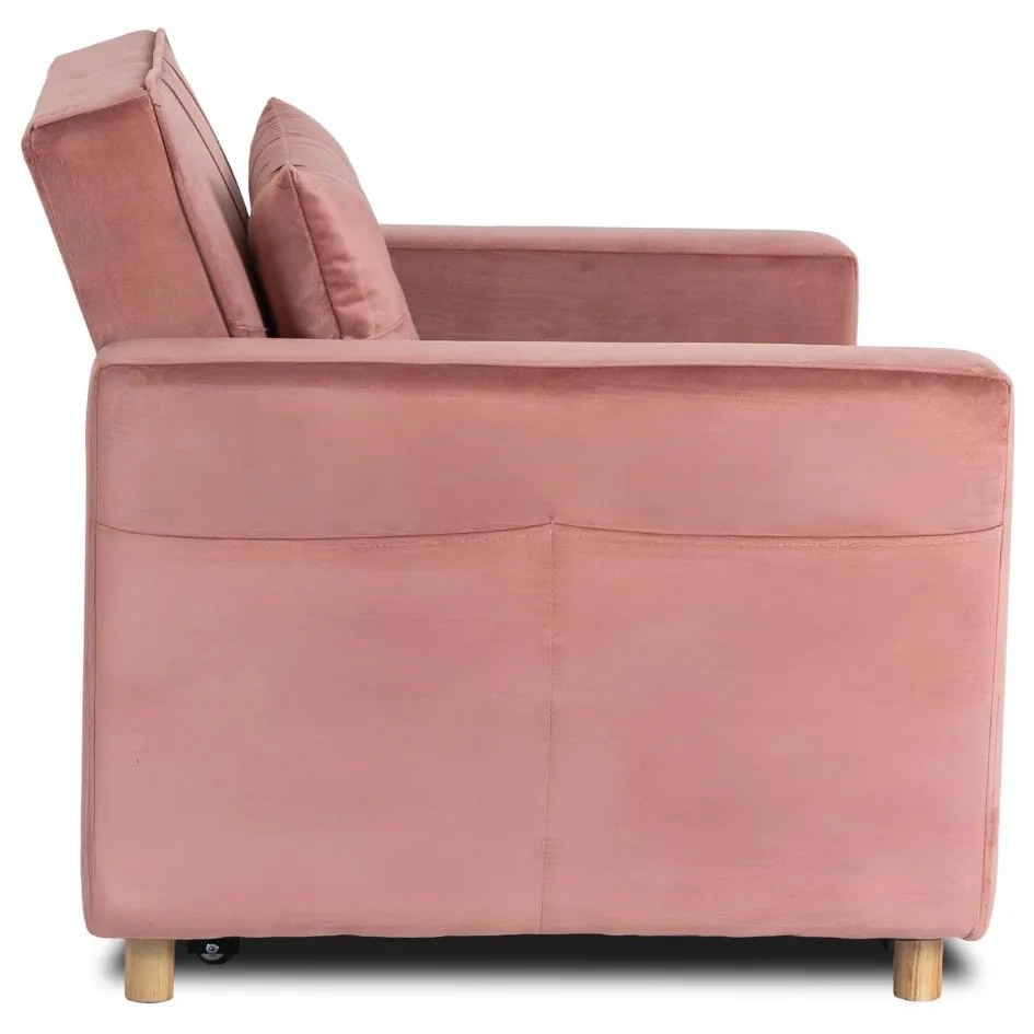Ágyazható Fotel Rózsaszín Bársony Kárpittal. SOLOR