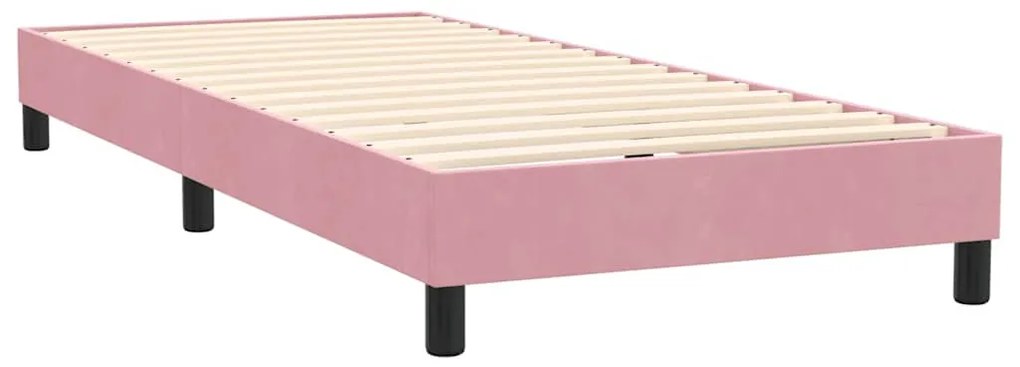 Box Spring ágy matraccal rózsaszín 100x220 cm bársony