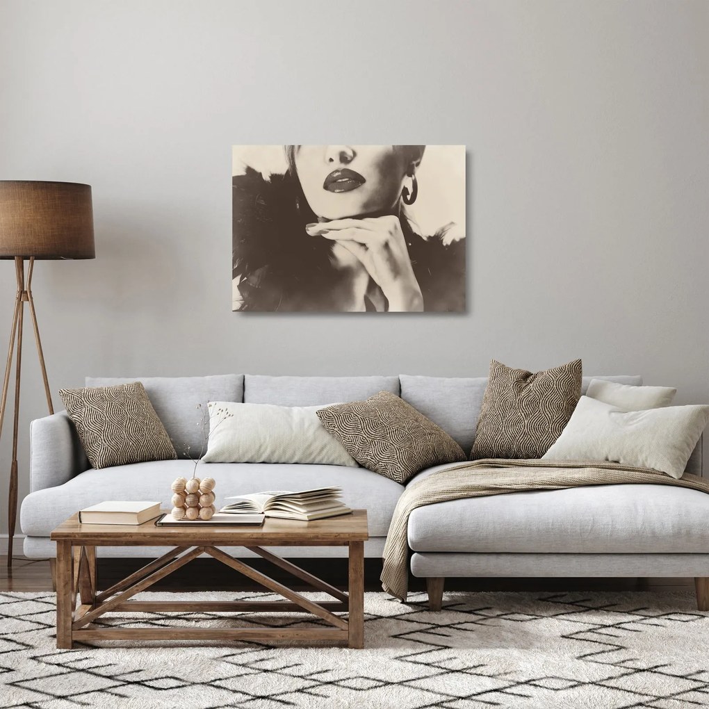 Kép - Vintage fotó egy nőről (üvegen) (70x50 cm)