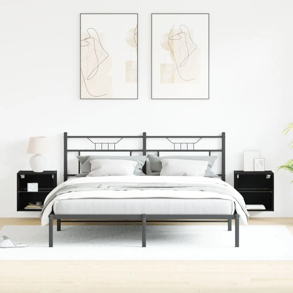 Lebegő Polc 2 db Fekete Tölgy 40x28,5x40 cm Mérnöki Fa